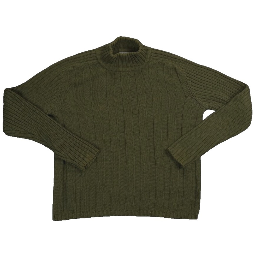 Vintage Illig Sweater Womens L Green Turtleneck Wide Cable Knit